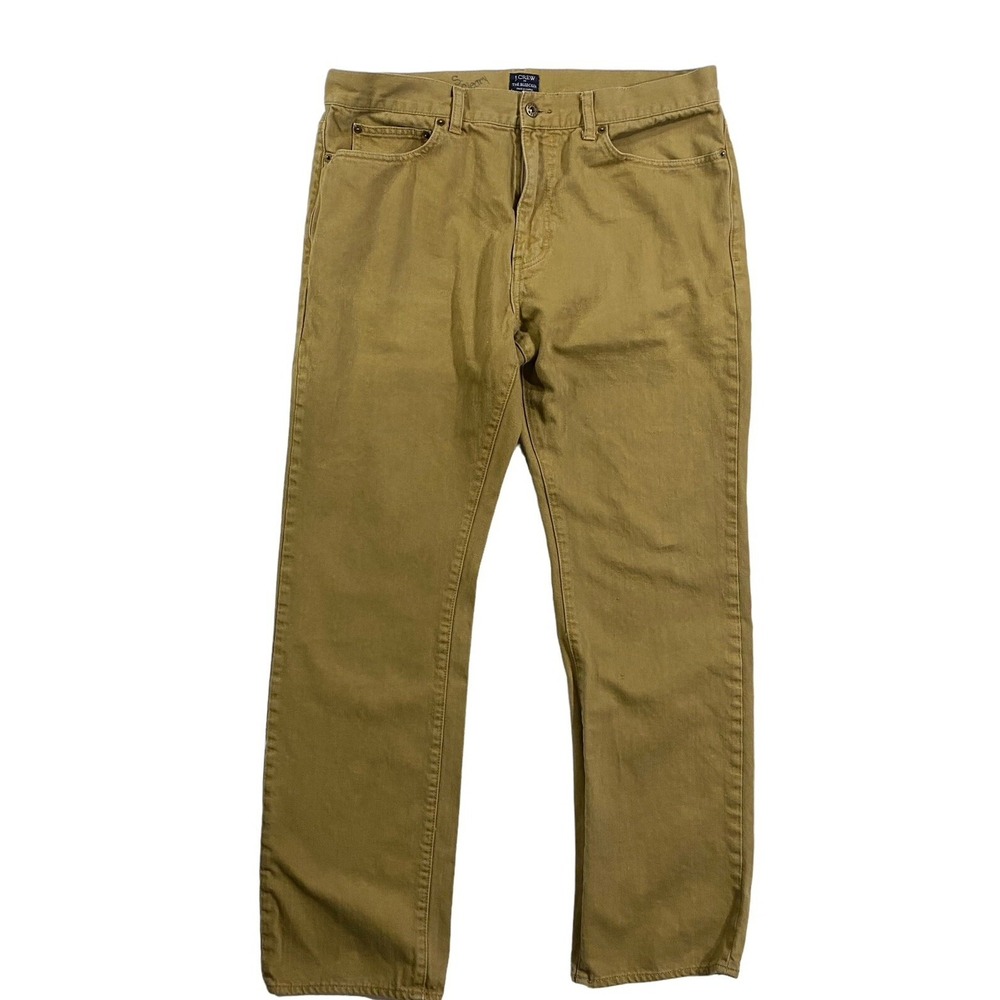 J Crew Bleecker Jeans Men 36 x 32 Gold Tan Straight Leg Mid Rise‎  90541